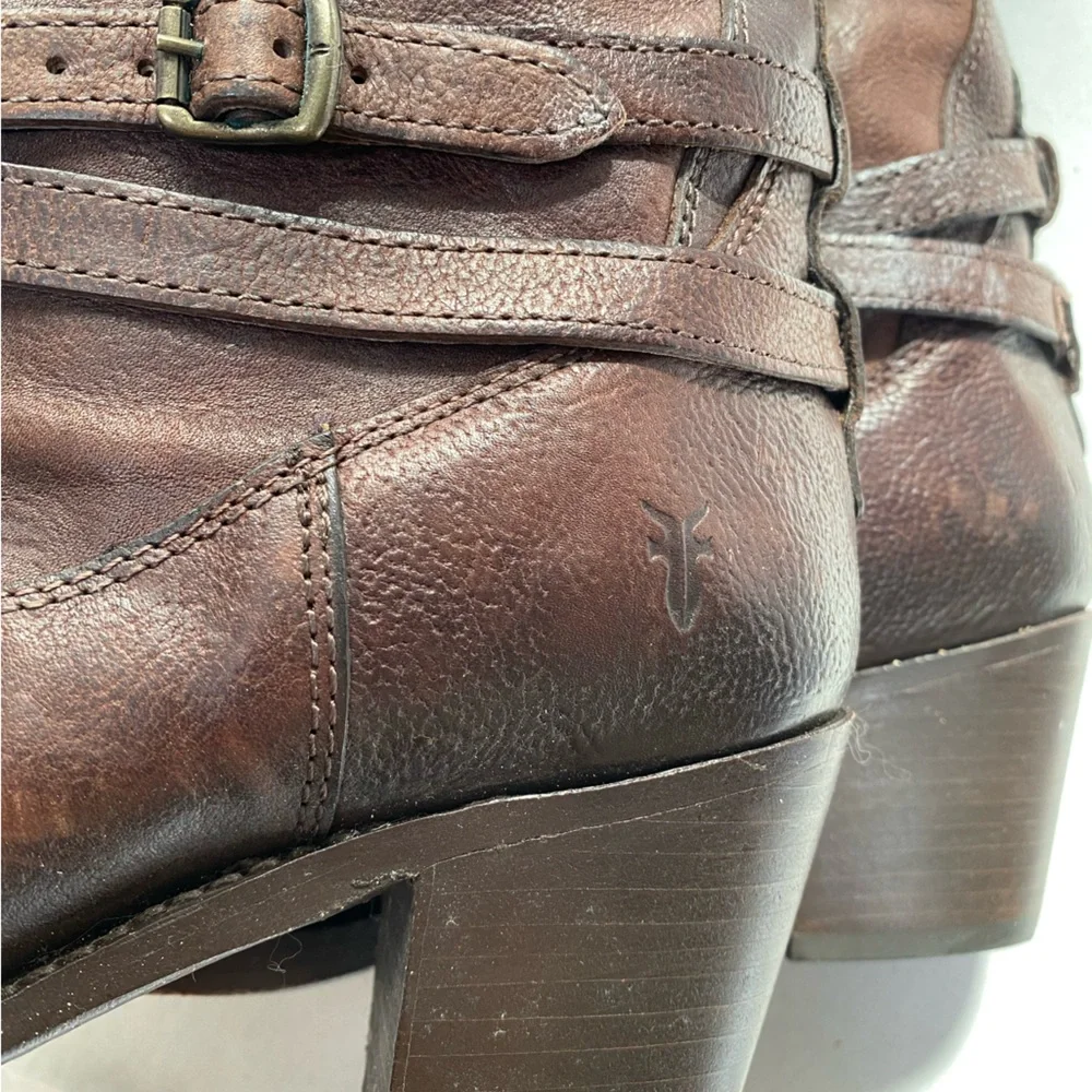 Frye Knee High Heeled Boot in Brown Leather - Picture 13 of 13